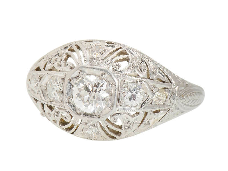 Art Deco Filigree Diamond Engagement Ring