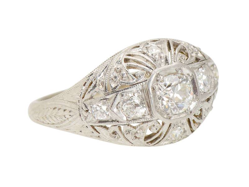 Art Deco Filigree Diamond Engagement Ring