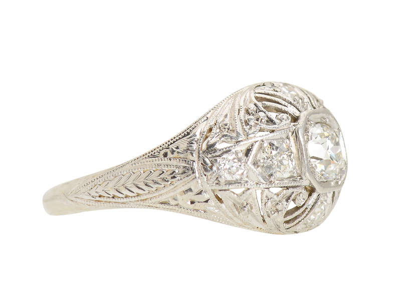 Art Deco Filigree Diamond Engagement Ring