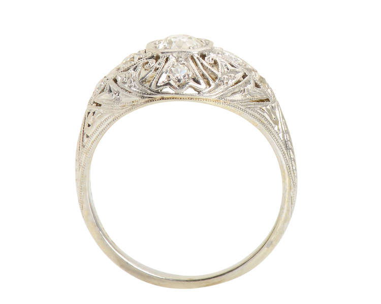 Art Deco Filigree Diamond Engagement Ring