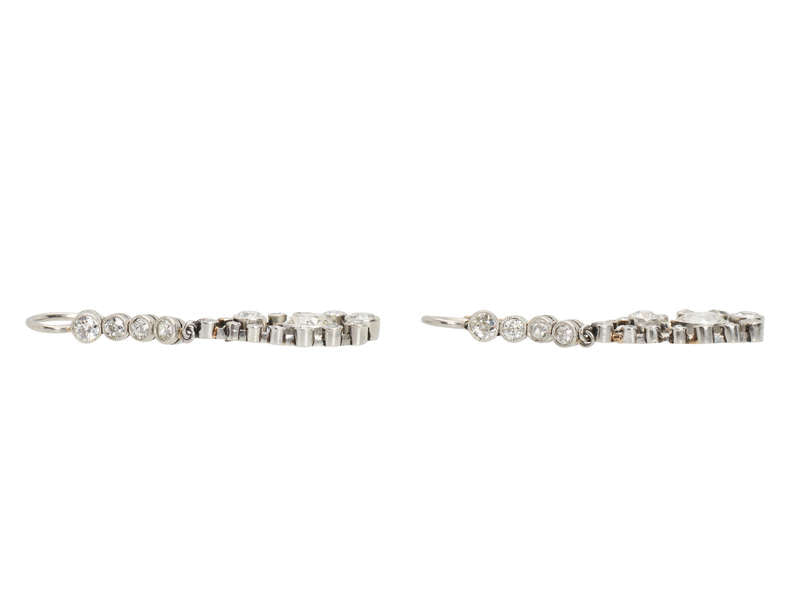 Edwardian Teardrop Diamond Platinum Earrings