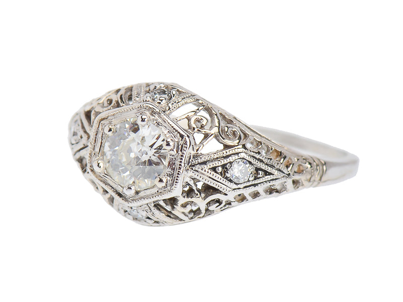 Romantic Wish - Art Deco Diamond Engagement Ring