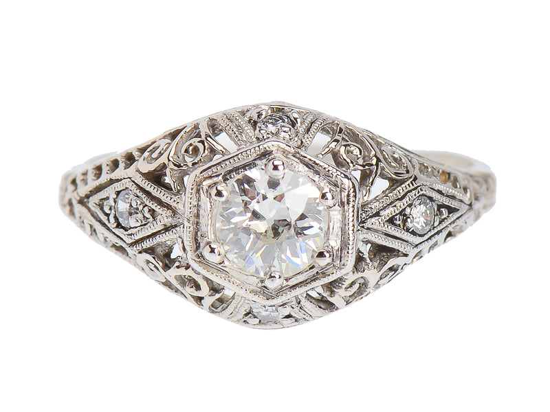 Romantic Wish - Art Deco Diamond Engagement Ring