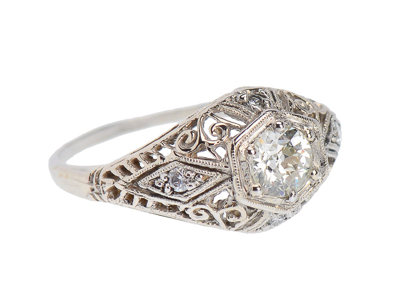 Romantic Wish - Art Deco Diamond Engagement Ring