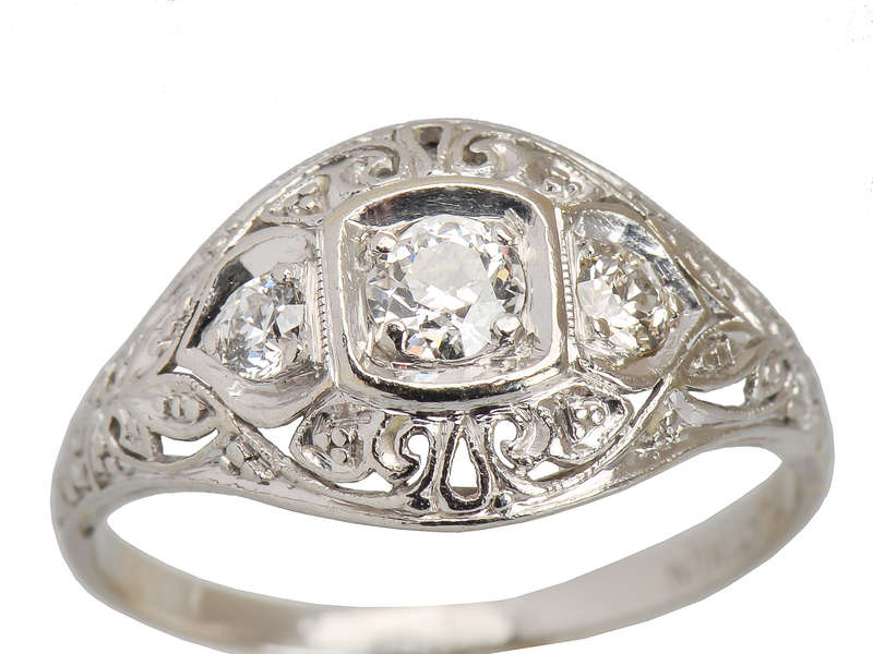 Three Diamond Platinum Engagement Ring