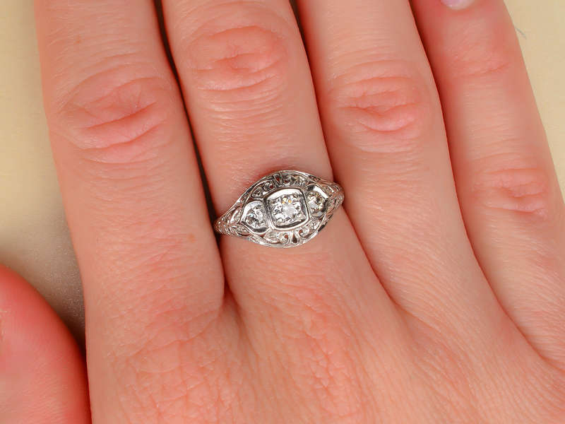 Three Diamond Platinum Engagement Ring