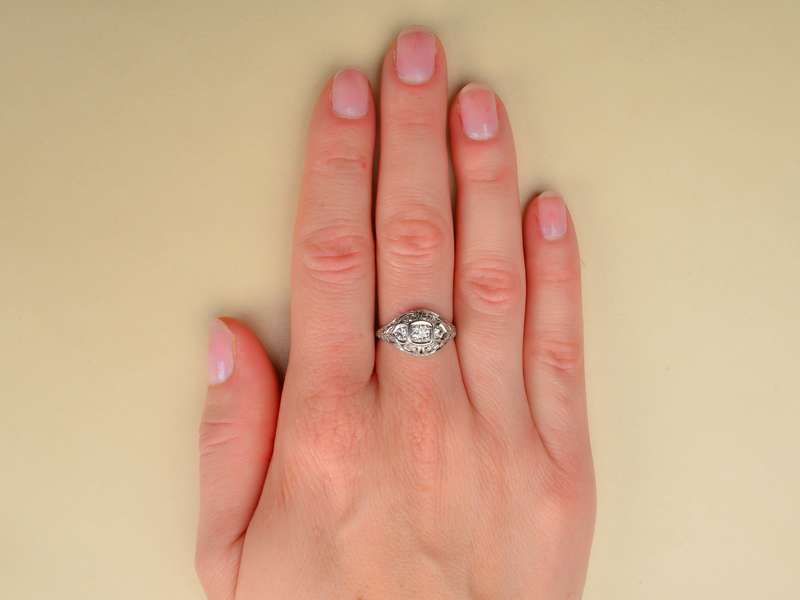 Three Diamond Platinum Engagement Ring