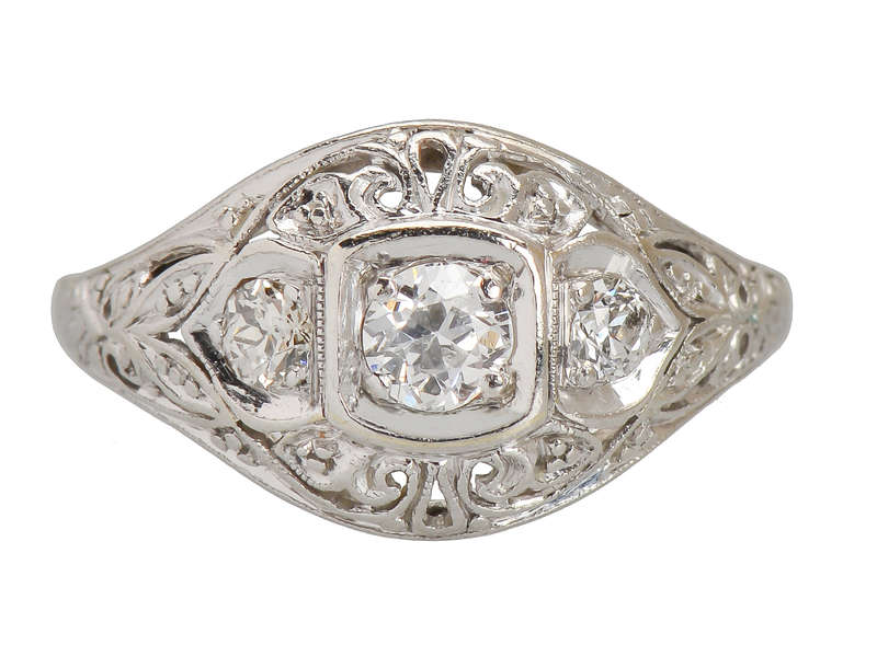 Three Diamond Platinum Engagement Ring