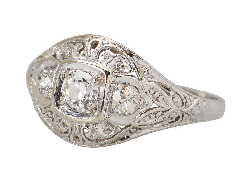 Three Diamond Platinum Engagement Ring