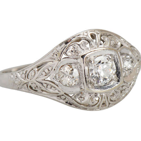 Three Diamond Platinum Engagement Ring