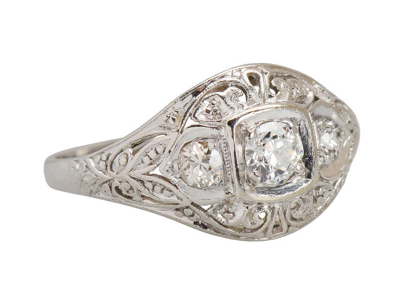 Three Diamond Platinum Engagement Ring