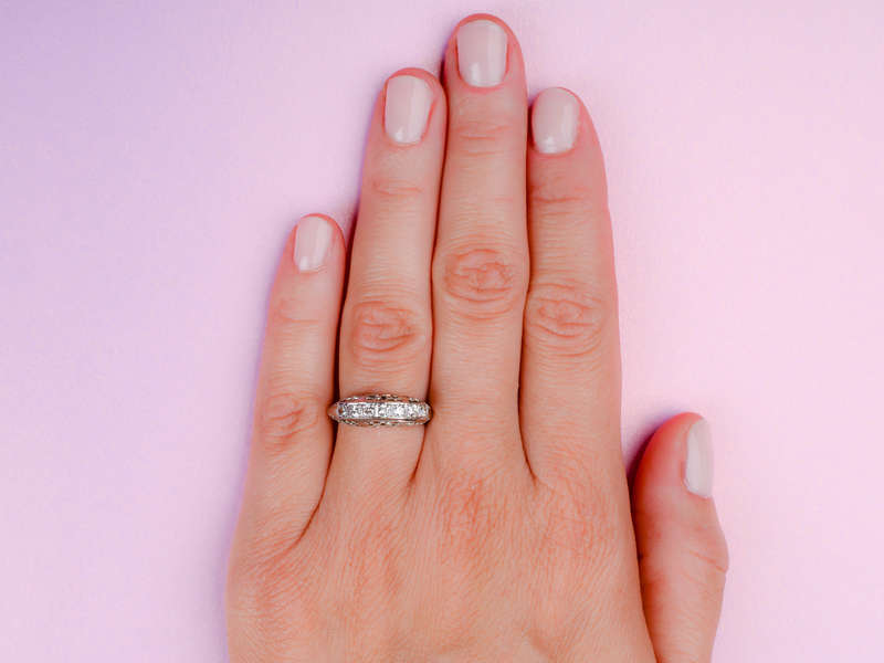 Vintage Seven Diamond Wedding Stackable Ring