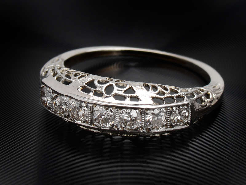 Vintage Seven Diamond Wedding Stackable Ring