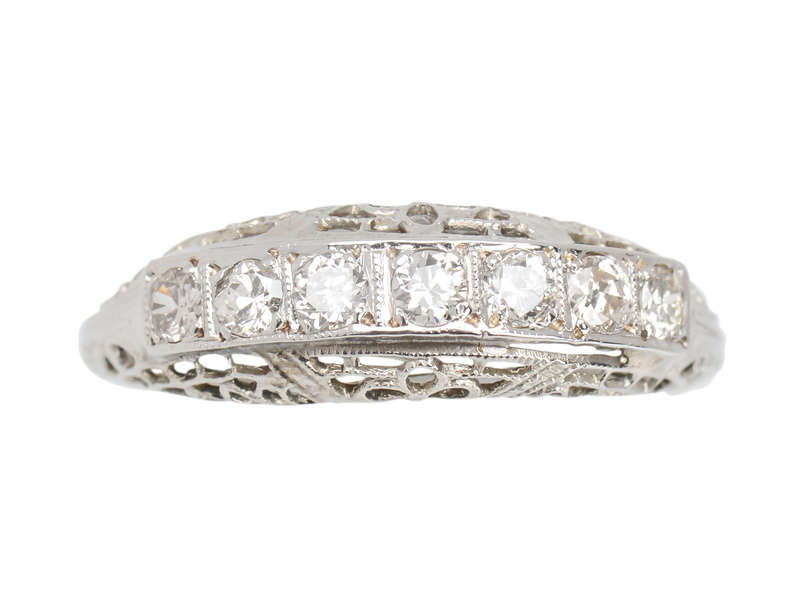 Vintage Seven Diamond Wedding Stackable Ring