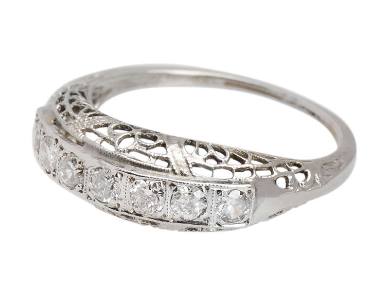 Vintage Seven Diamond Wedding Stackable Ring