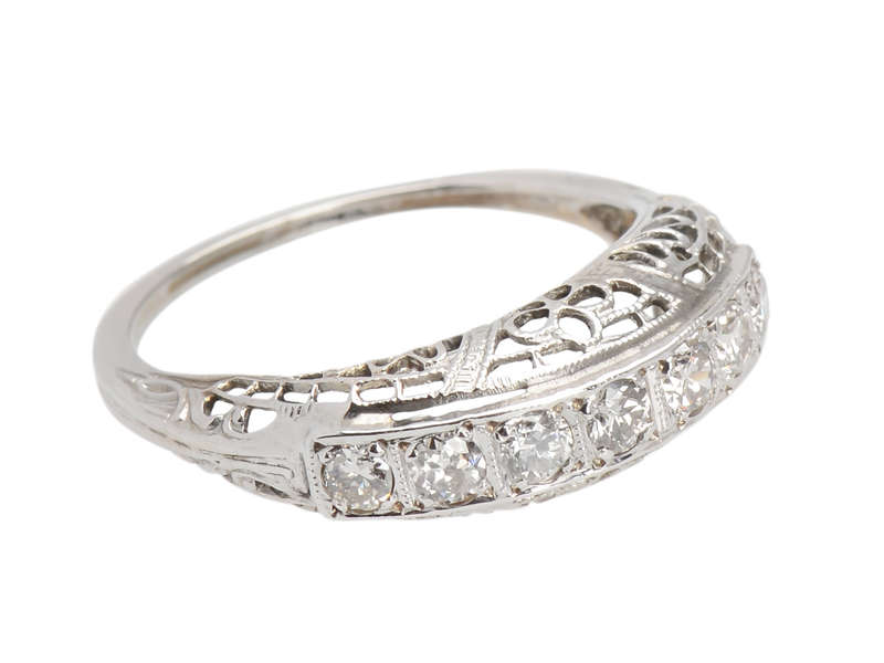 Vintage Seven Diamond Wedding Stackable Ring