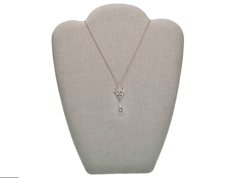 Vintage Flower Crescent Moon Diamond Pendant