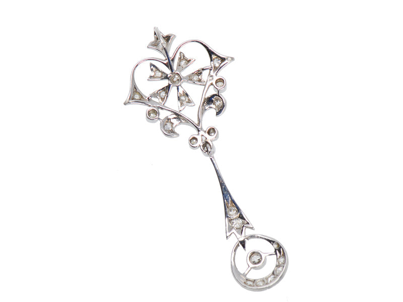 Vintage Flower Crescent Moon Diamond Pendant