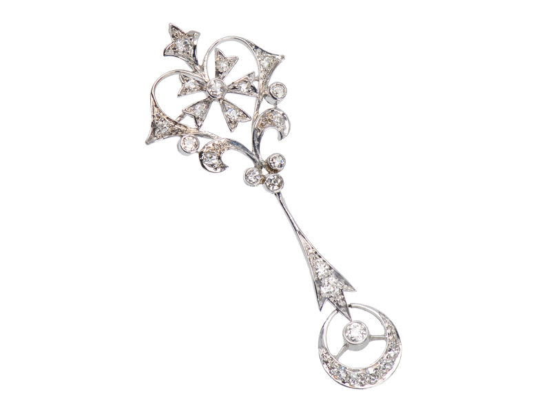 Vintage Flower Crescent Moon Diamond Pendant