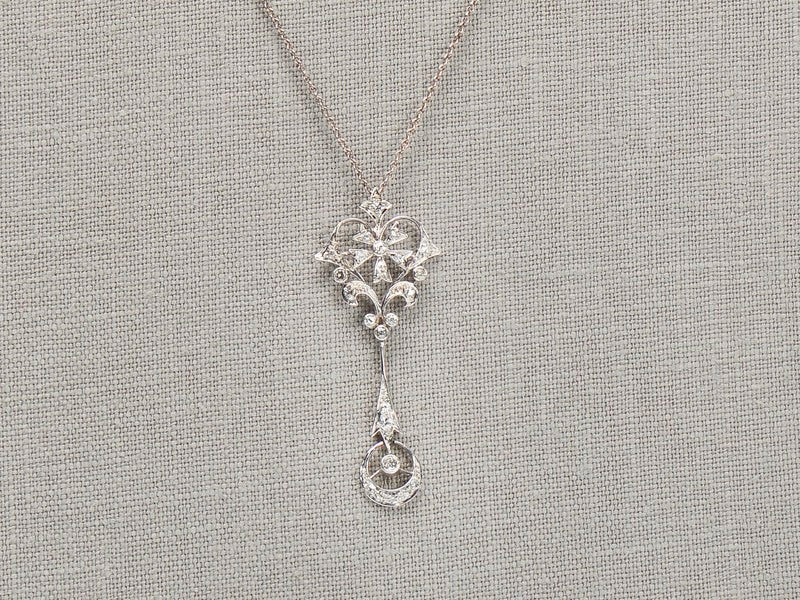 Vintage Flower Crescent Moon Diamond Pendant