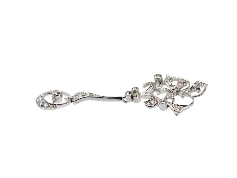 Vintage Flower Crescent Moon Diamond Pendant