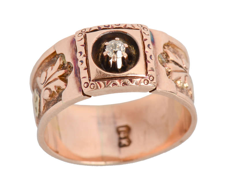 Two Color Gold Victorian Wide Wedding Band