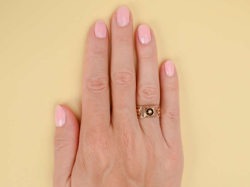 Two Color Gold Victorian Wide Wedding Band