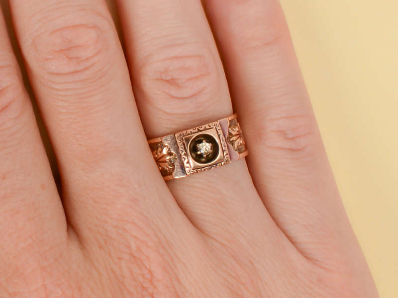 Two Color Gold Victorian Wide Wedding Band