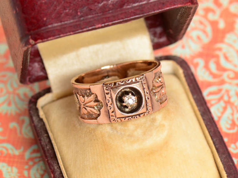 Two Color Gold Victorian Wide Wedding Band