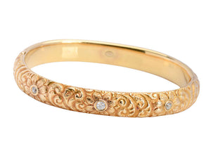 Floralista - Art Nouveau Diamond Gold Bangle SOLD