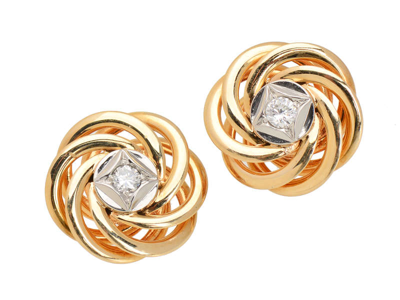 Vintage Diamond Knot Stud Earrings