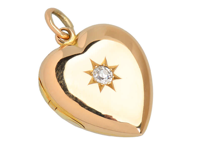 
                      
                        Antique Gold Diamond Heart Locket
                      
                    