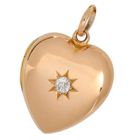 Antique Gold Diamond Heart Locket