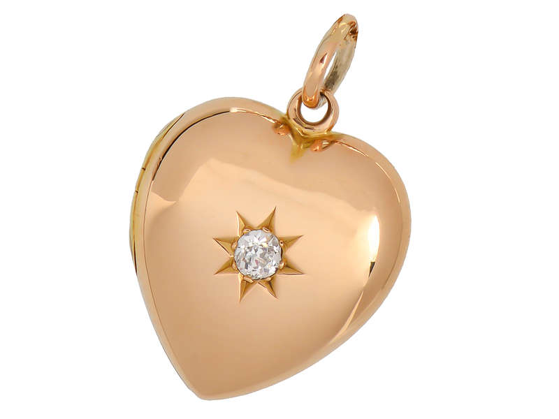 Antique Gold Diamond Heart Locket
