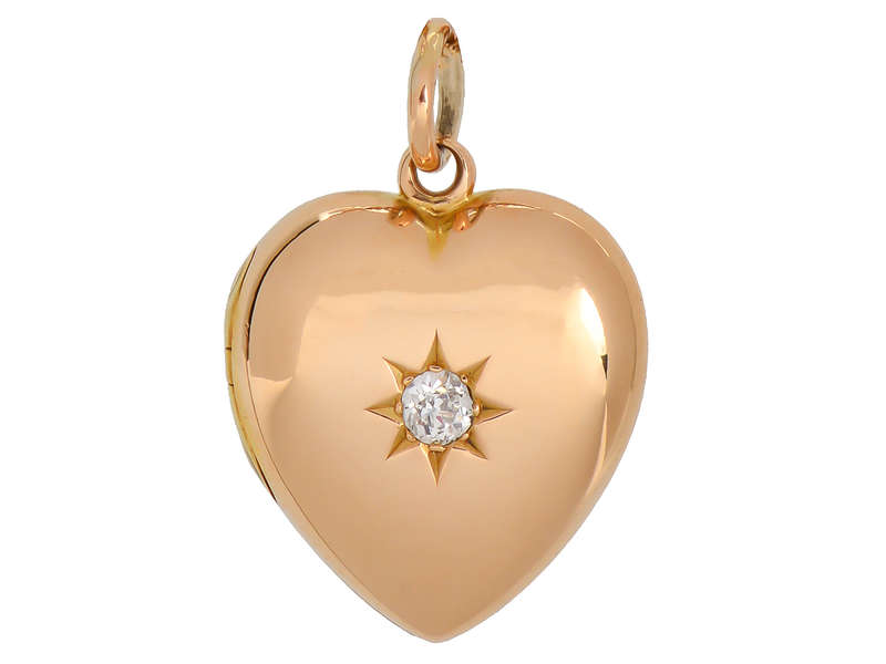 Antique Gold Diamond Heart Locket