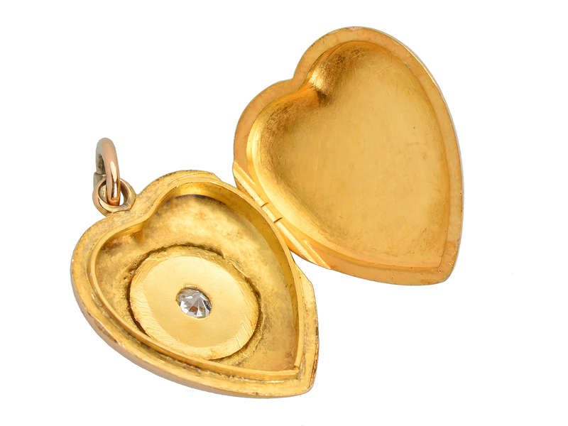
                      
                        Antique Gold Diamond Heart Locket
                      
                    
