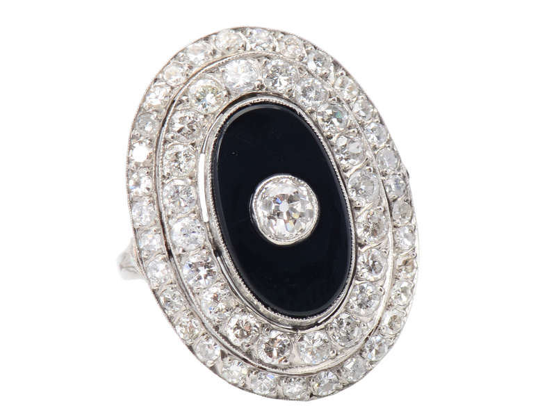 Black & White - Diamond Onyx Vintage Ring