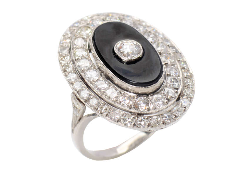 Black & White - Diamond Onyx Vintage Ring