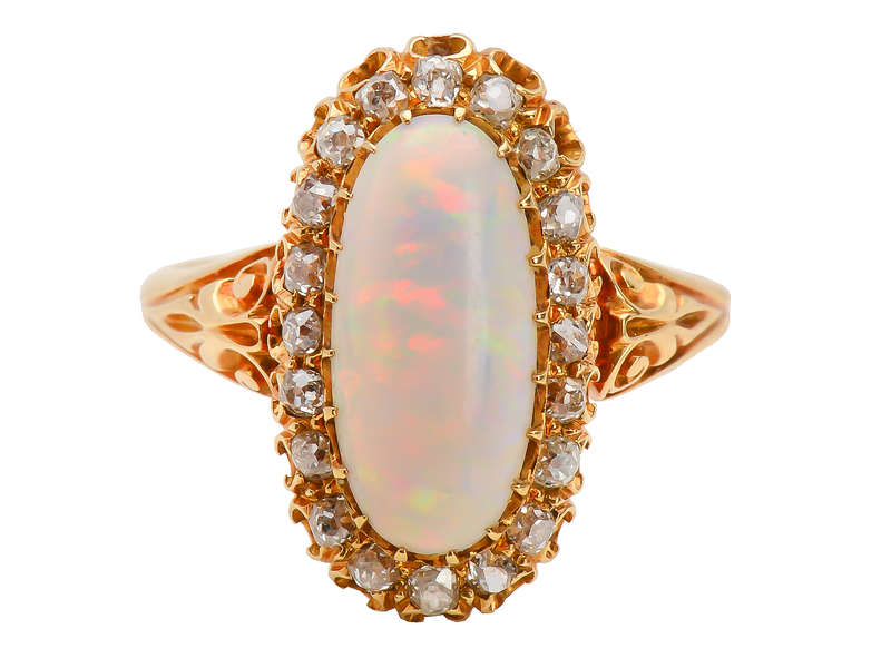 
                      
                        Antique Australian Opal Diamond Halo Ring
                      
                    