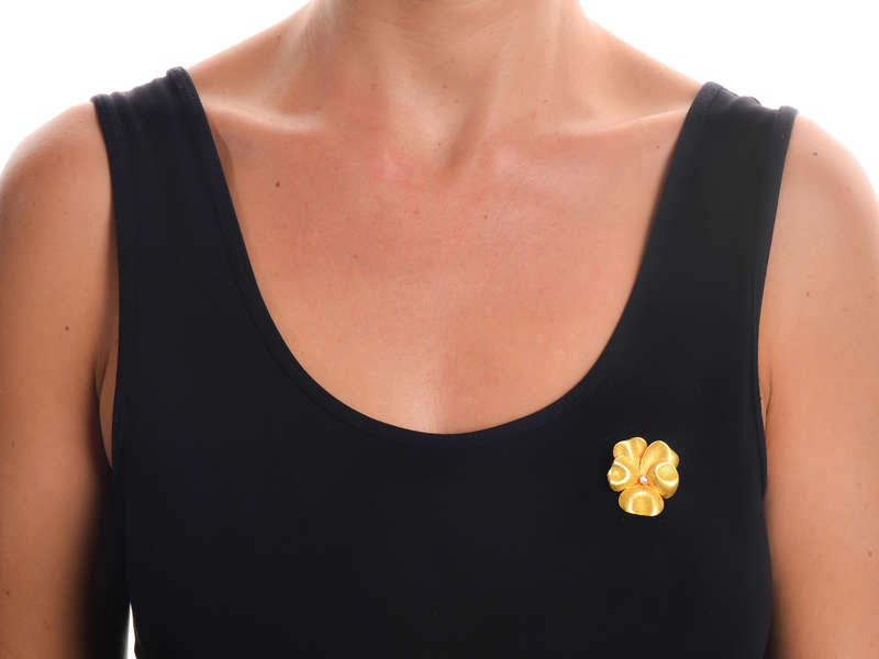 Edwardian Gold Pansy Flower Brooch