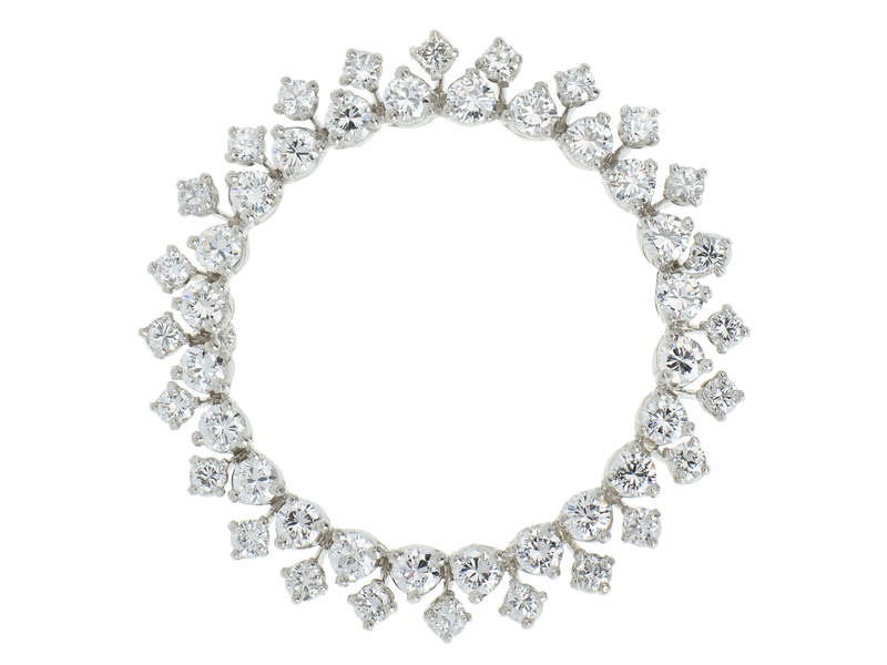 Corona - Diamond Platinum Circular Brooch