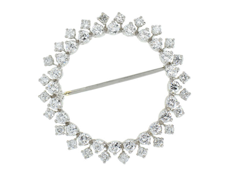 Corona - Diamond Platinum Circular Brooch