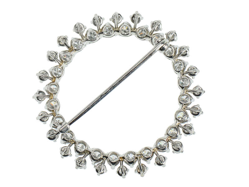 Corona - Diamond Platinum Circular Brooch