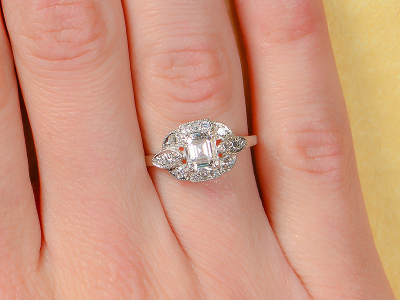Superb Asscher Cut Diamond Engagement Ring