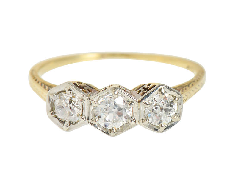 Wedding Belles - Art Deco Three Stone Diamond Ring