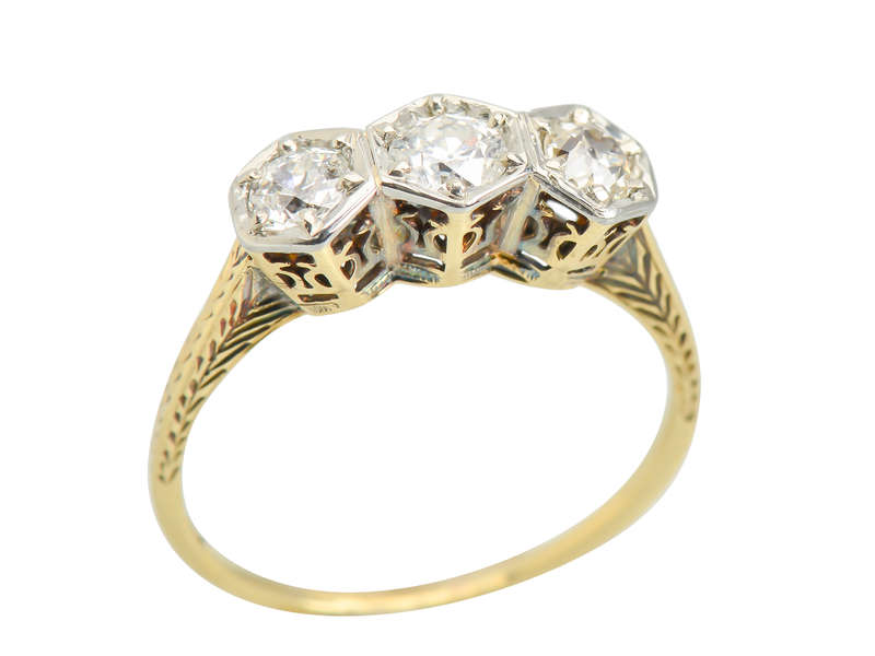 Wedding Belles - Art Deco Three Stone Diamond Ring