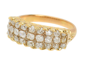 Three Row Old Mine Cut Diamond Ring 1.5 C.