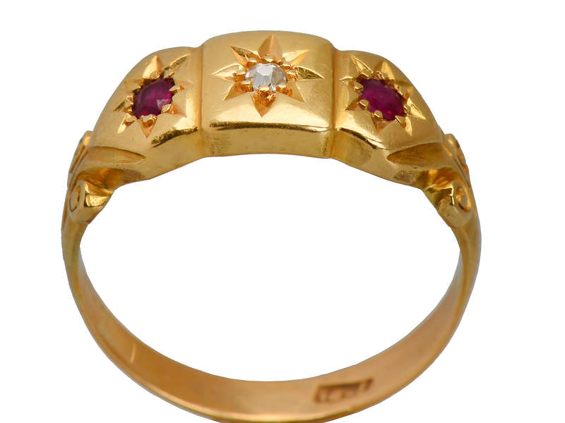 Ruby Diamond Gypsy Set 18k Ring