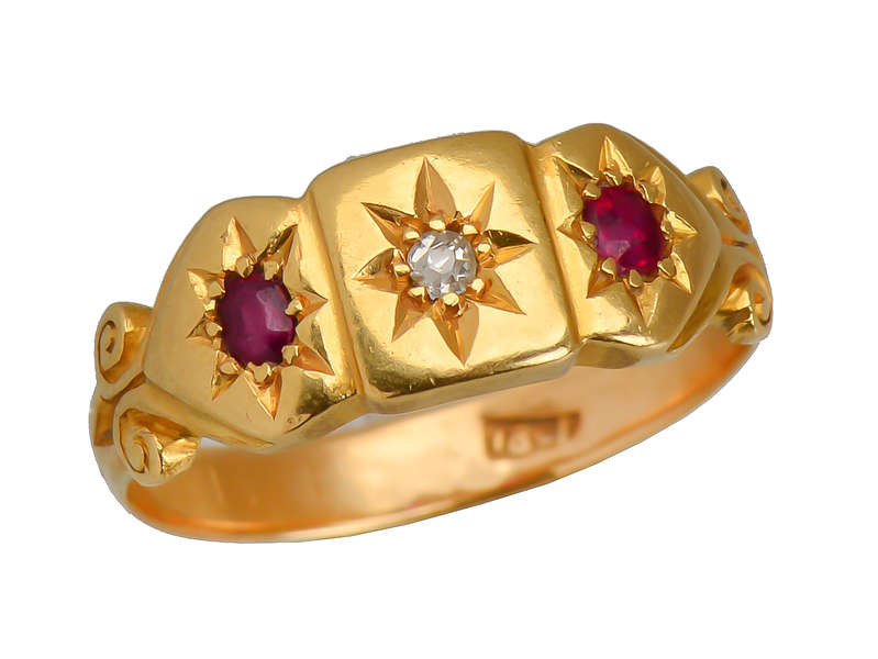 Ruby Diamond Gypsy Set 18k Ring