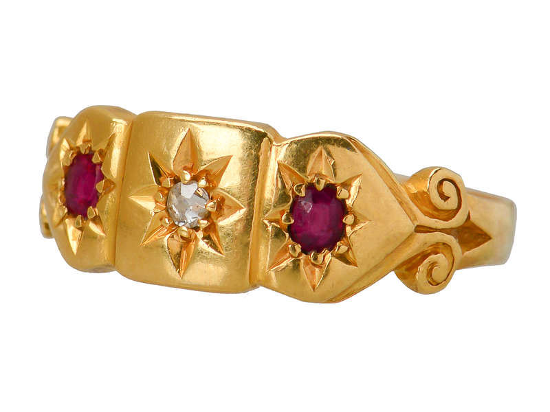 Ruby Diamond Gypsy Set 18k Ring